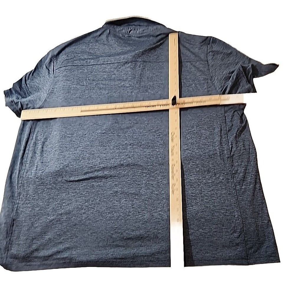 GH Bass Mens Polo Shirt 2XL Navy Blazer Heather Stretch Wicking‎ UPF 50 527D597 - Picture 8 of 10